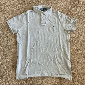 POLO By Ralph Lauren |Gray  W/ Maroon Pony Logo| SS Polo Shirt Men’s Large